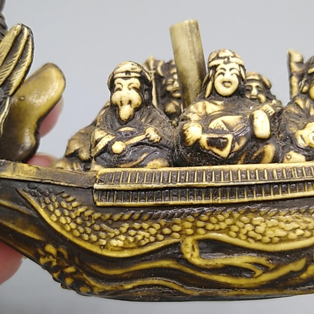 Japan Celluloid Seven Lucky Gods on Dragon Boat Early 1900s Vintage Antique - Picture 10 of 15